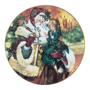 Vintage 1994 Avon Plate Wonder of Christmas 22K Gold Trim Holiday Decor Cottage